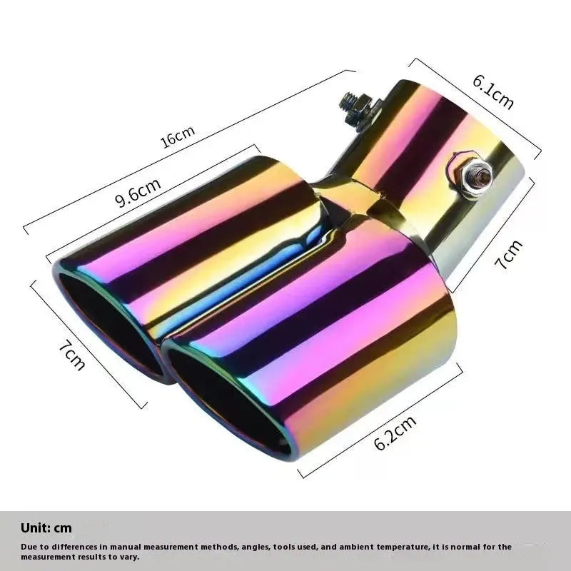 Universal metal car exhaust pipe back segment tailpipe for most car models in baked blue, black silver or full colour