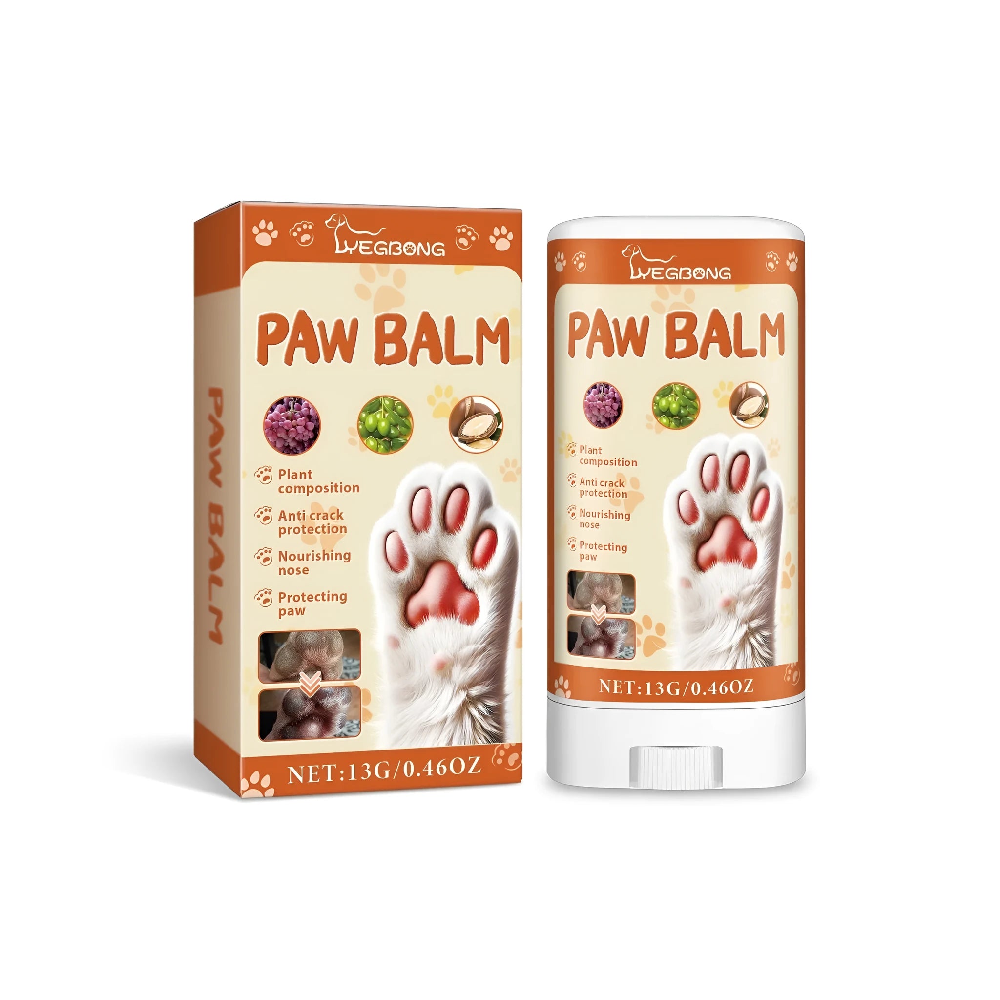 13g tube of pet paw protection cream for dogs and cats with cracked pads and dry skin