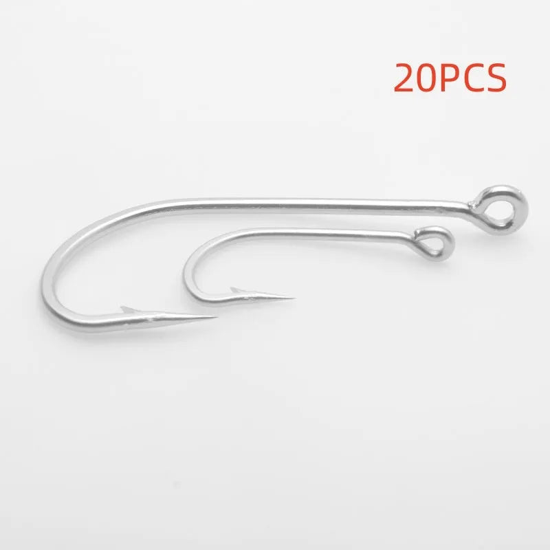 Assortment of alloy sea fishing hooks in various styles for ocean boat fishing targeting weever and snakehead