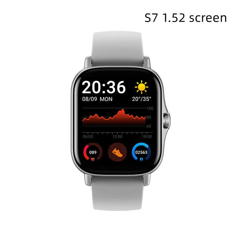 GT20 smartwatch with black alloy case and silicone strap showing heart rate and call functions on screen