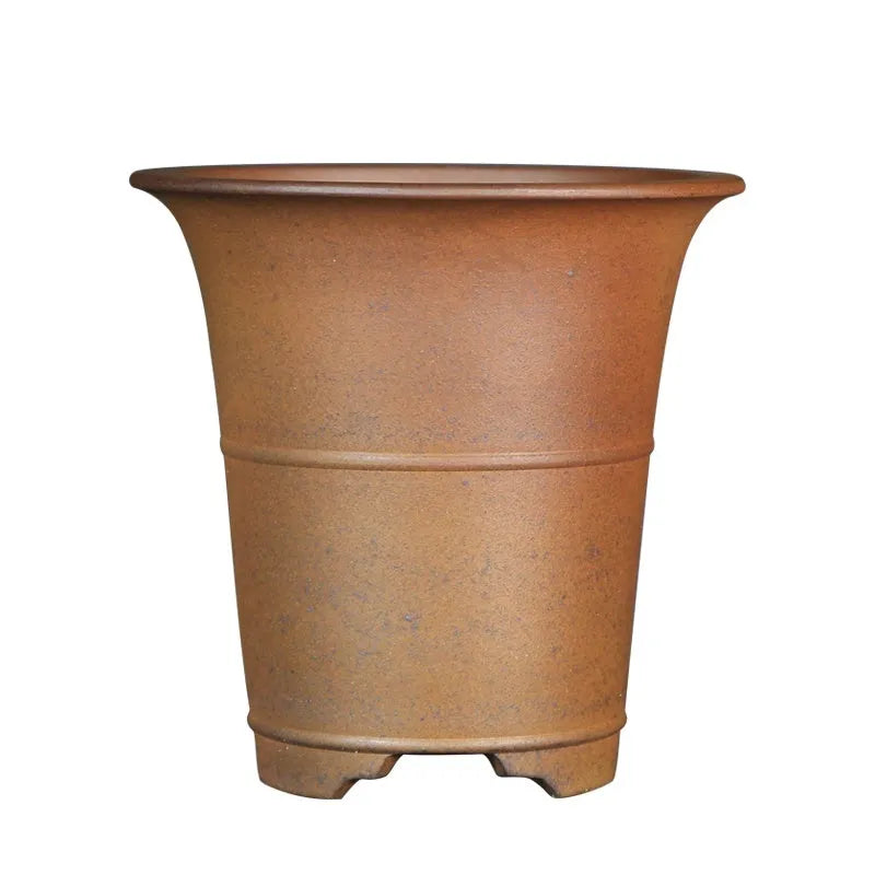 Ceramic breathable flower pot for balcony desktop, firewood waistline flat mouth, small or large size