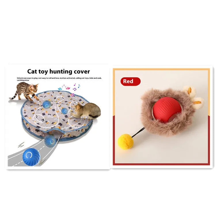 Self-hi funny cat rolling ball toy in silicone with grey green red colour options