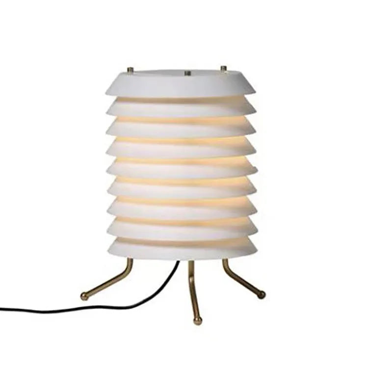 Nordic wrought iron bedside lamp with layered platinum finish, 250x350mm, on a wooden nightstand