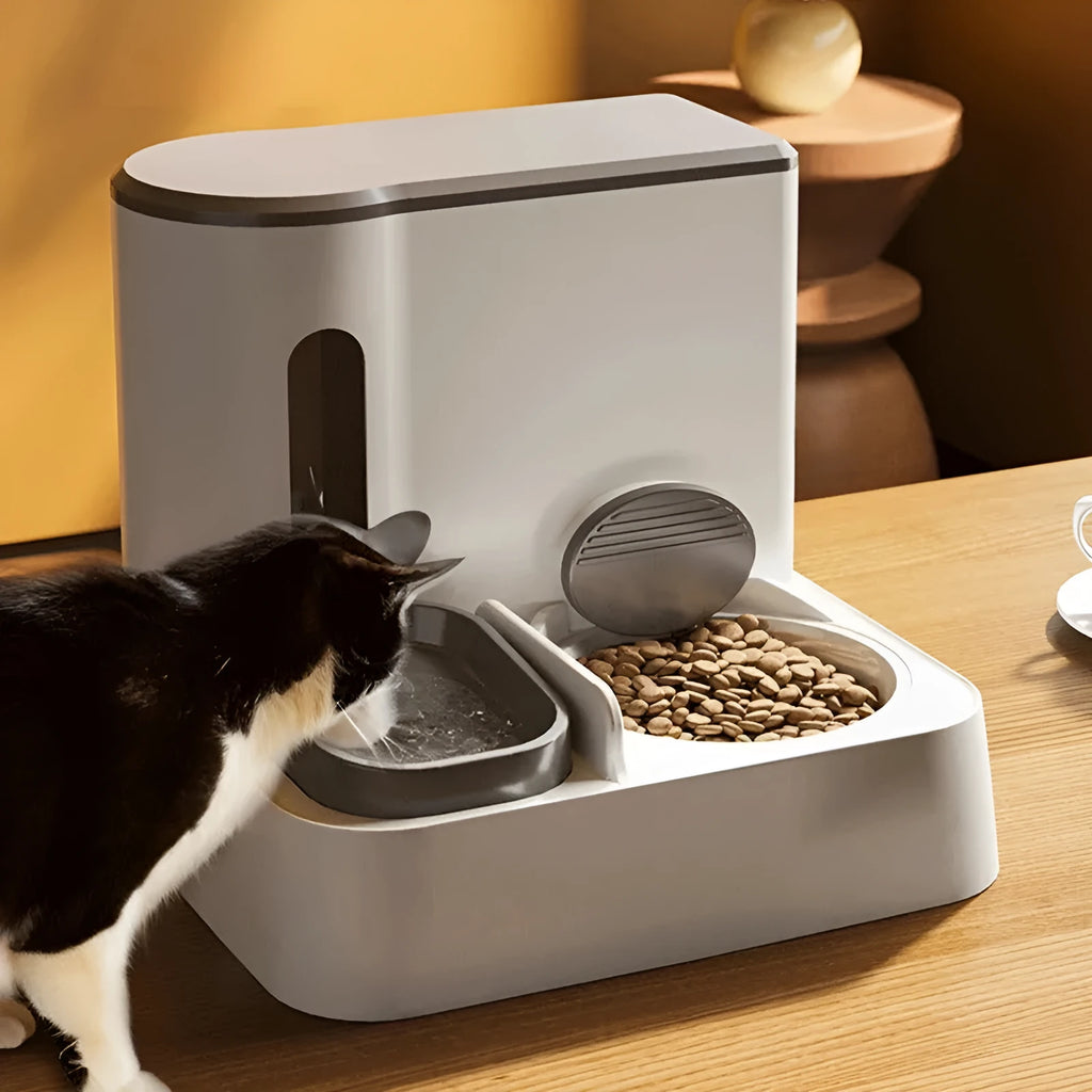 Cat automatic pet feeder with integrated water dispenser in multiple colour options
