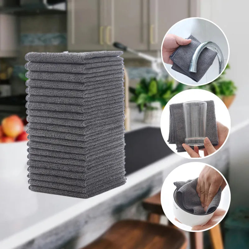 Grey square 25cm oilproof microfibre kitchen cleaning cloth for pots