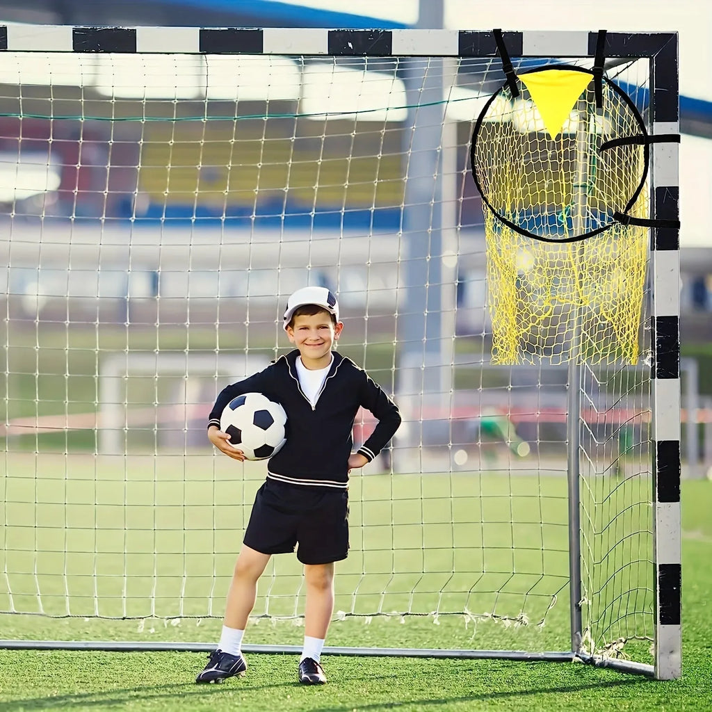 Portable soccer training goal net in black or yellow for practice drills