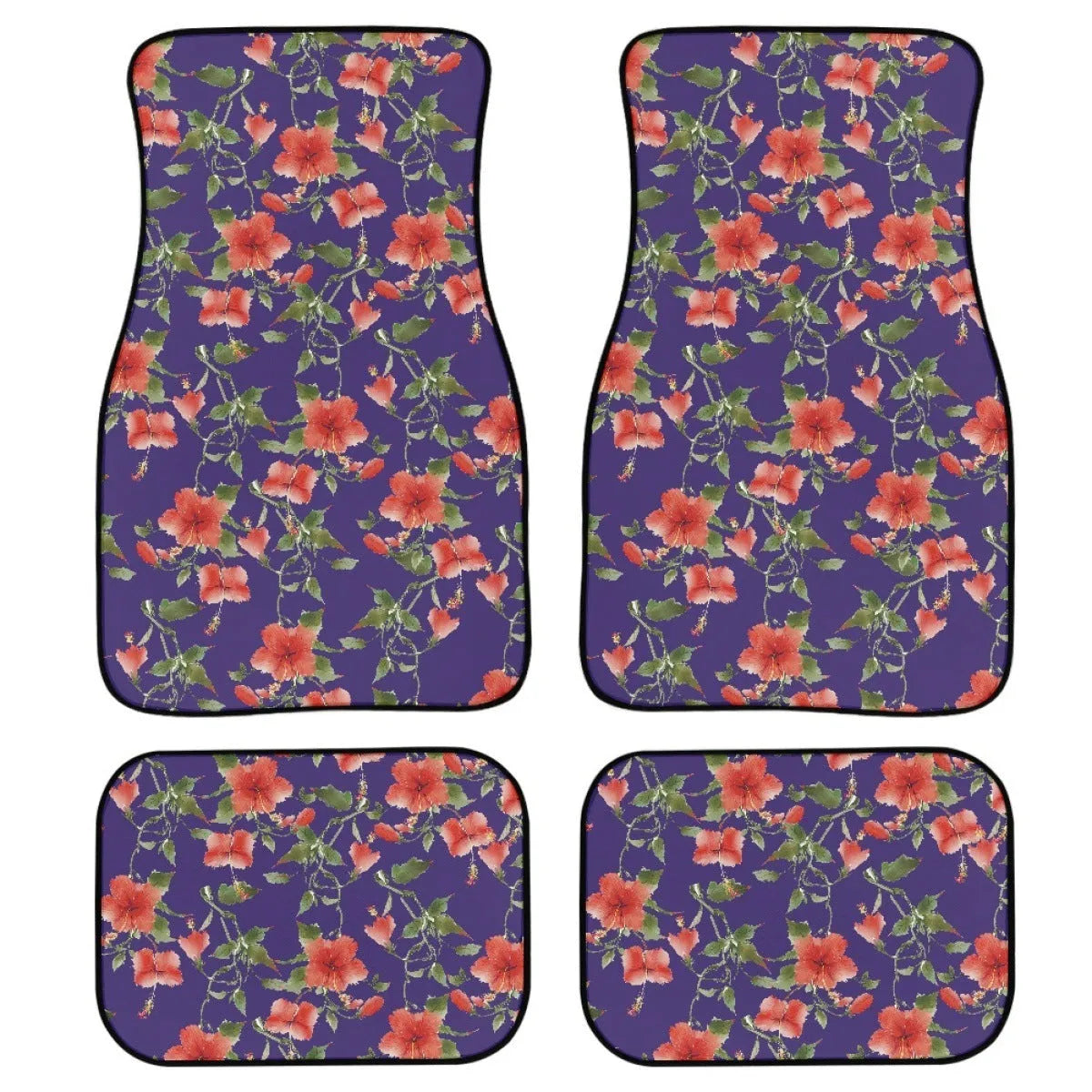Black rubber car foot mat set, four pieces with 20mm thickness for vehicle footwell protection.