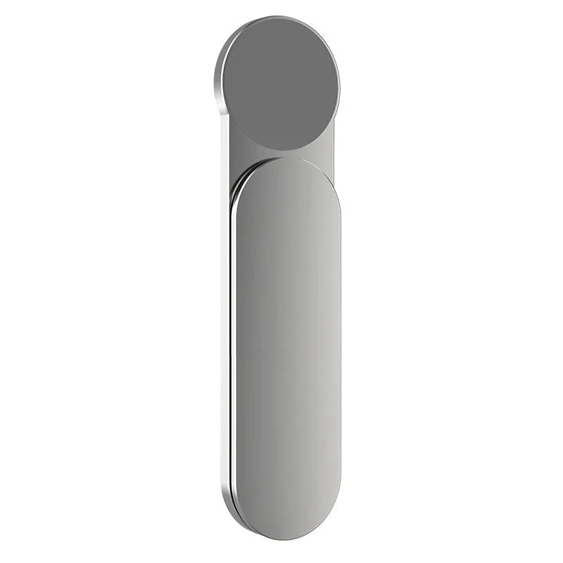 Silver aluminium alloy magnetic mobile phone bracket on desk with laptop for dual screen use