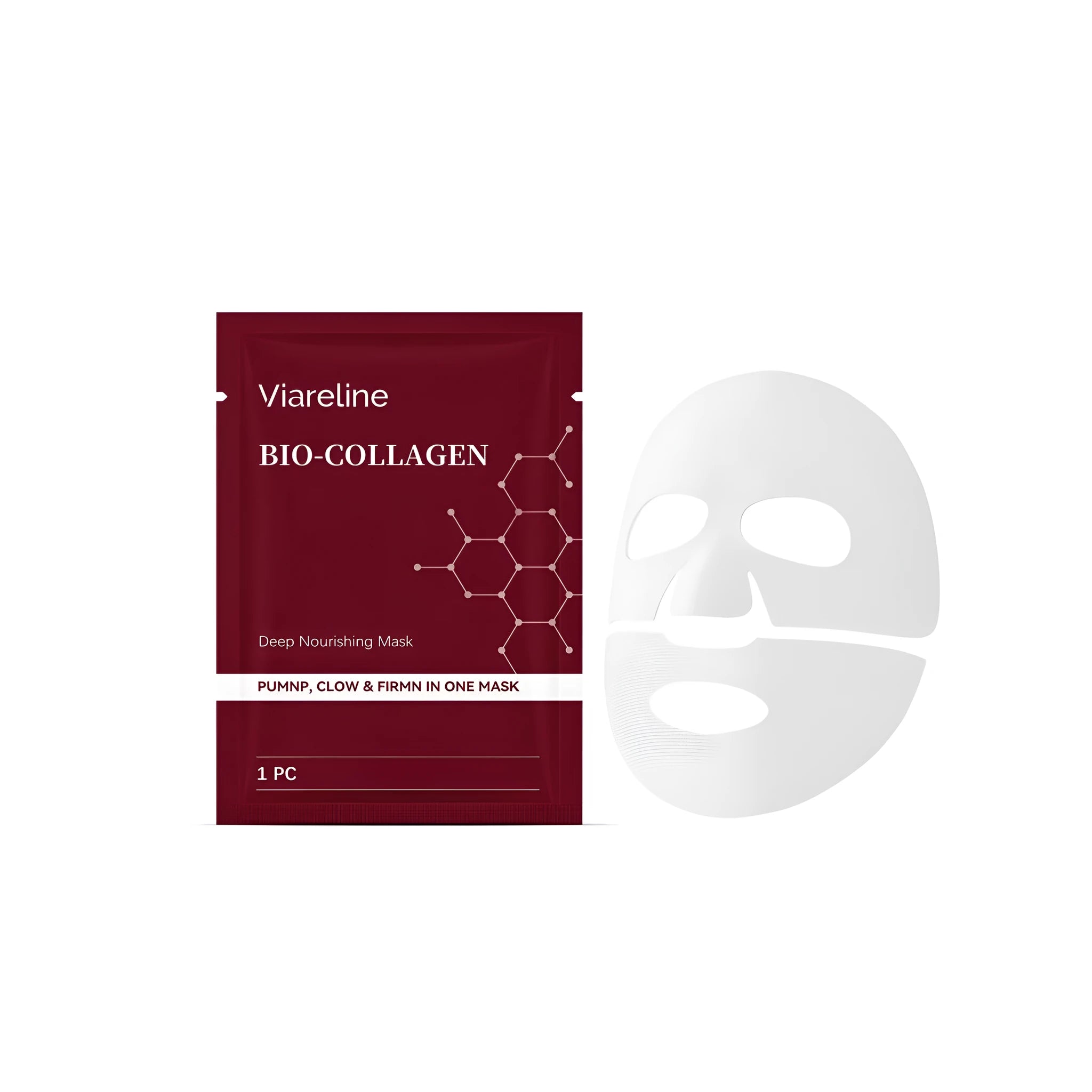 Collagen moisturizing face mask single sheet in packaging with ingredient list