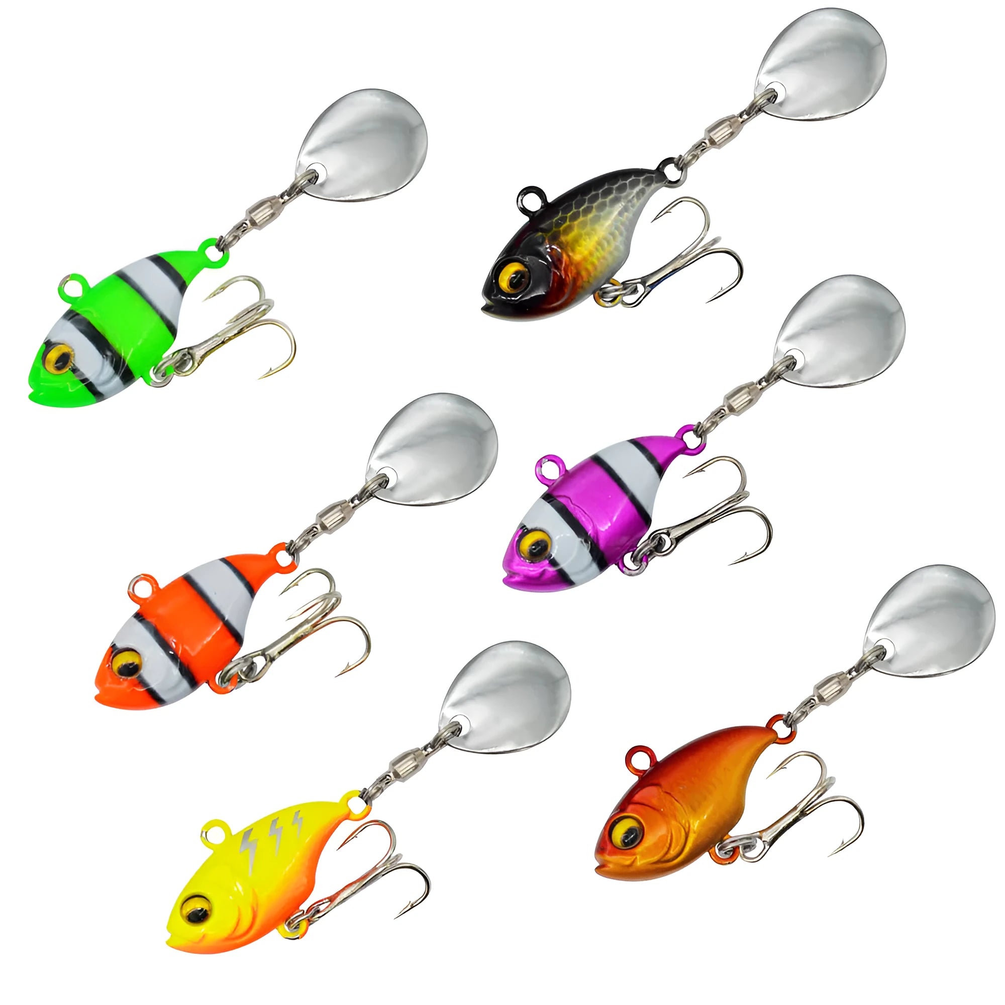 Metal sea fishing iron plate lure with rotating sequins in zebra orange colour pattern