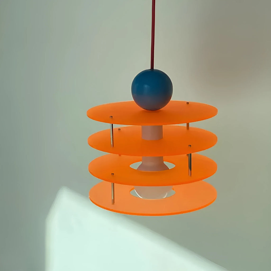 Personalised macaron design PH5 chandelier with adjustable hanging cord in frosted blue finish