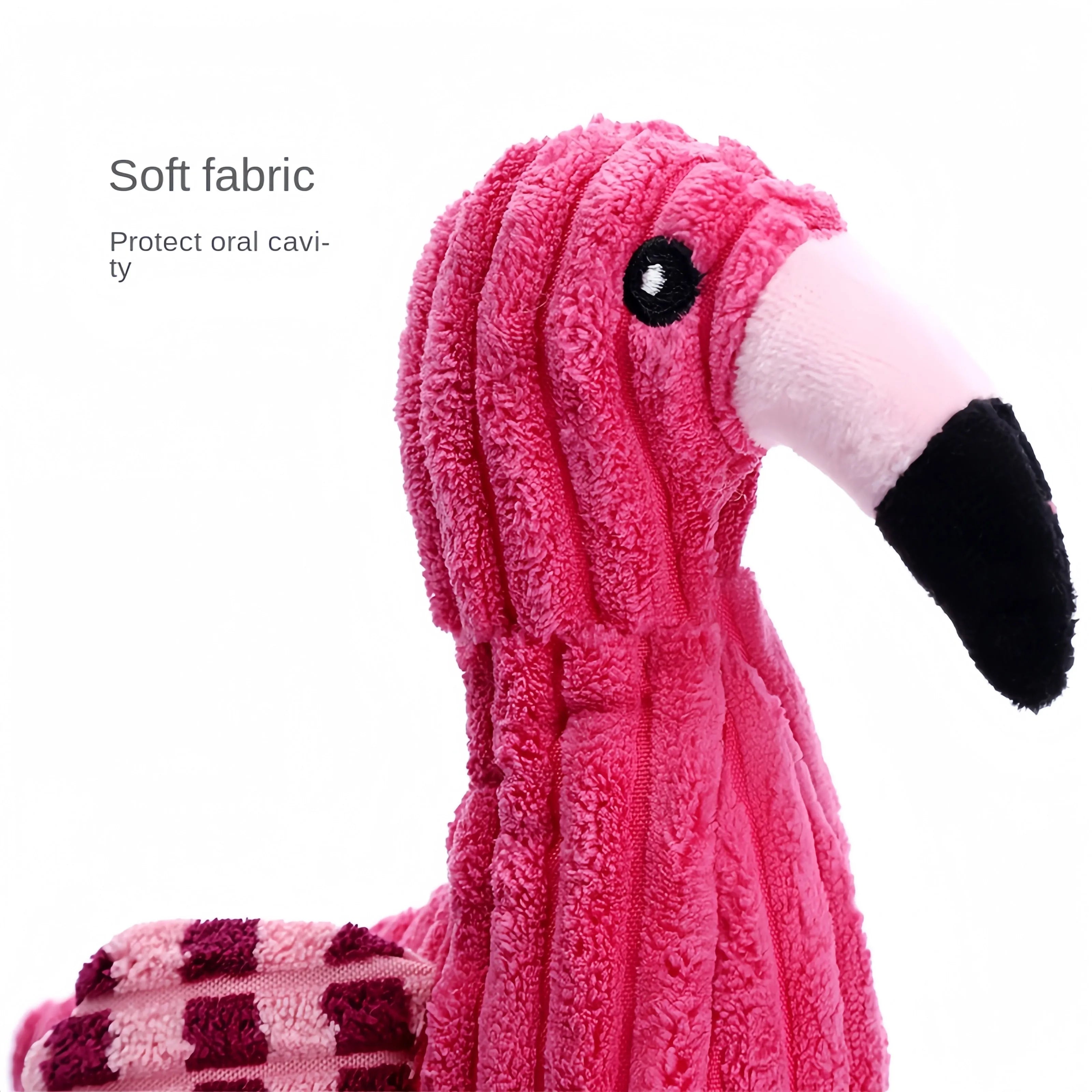 Pink corduroy animal-shaped squeaky dog toy for small and large breeds