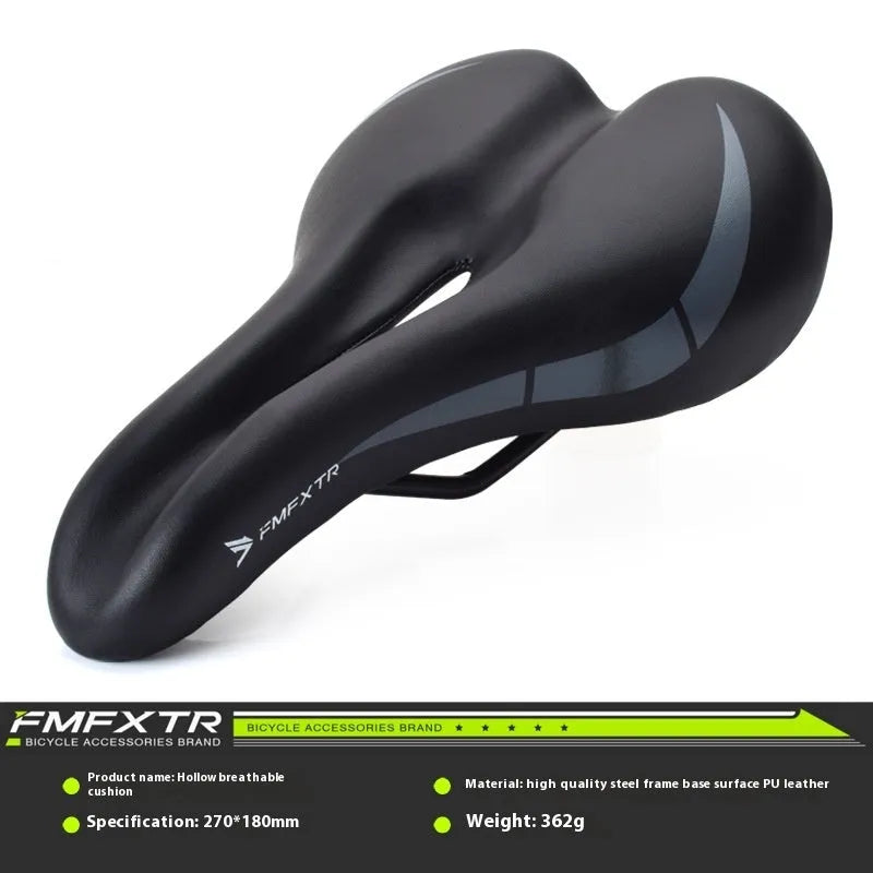 Bicycle seat cushion with hollow design measuring 270mm by 180mm in PU leather