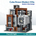 Plastic building block set for constructing a modern villa model with small particle parts