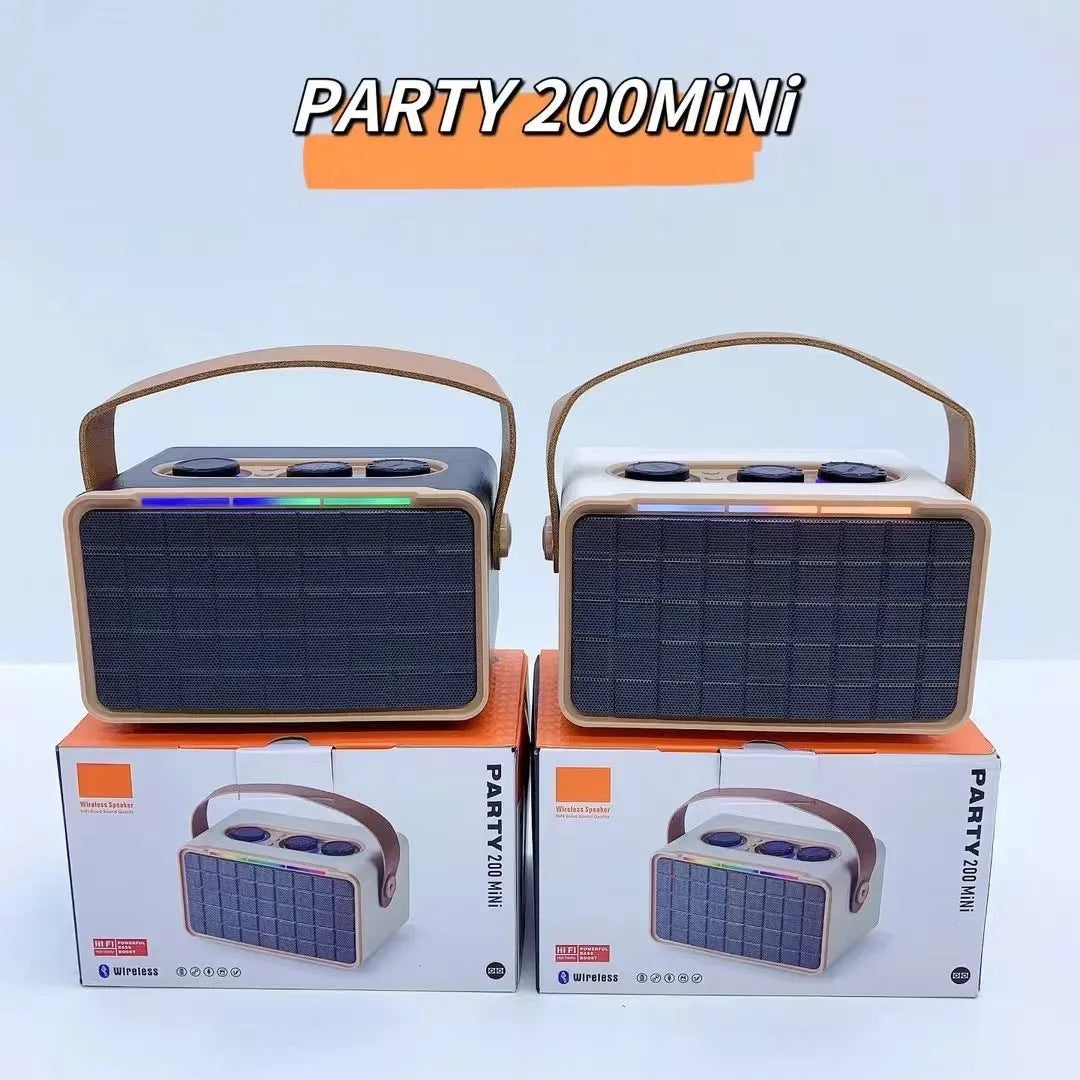 Portable outdoor Bluetooth speaker with RGB dual drivers in black, 160x97x92mm
