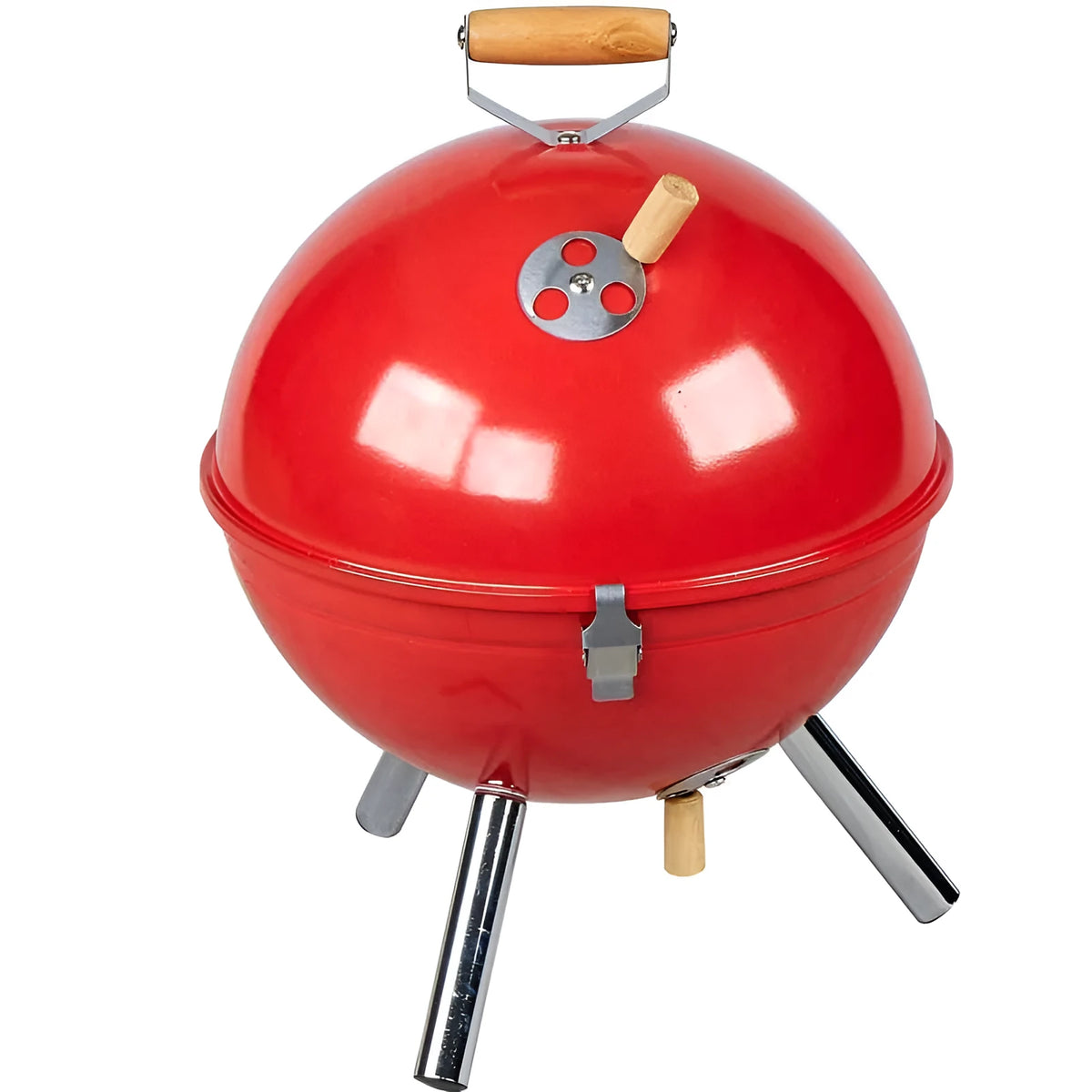 Portable stainless steel barbecue oven with red powder-coated finish, 31x31x40cm free-standing outdoor grill