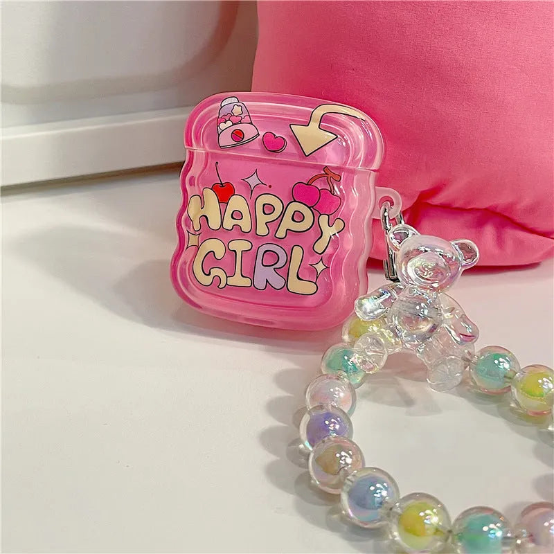 Pink cherry earphone cover for AirPods 1 2 3 Pro and Pro 2 charging case