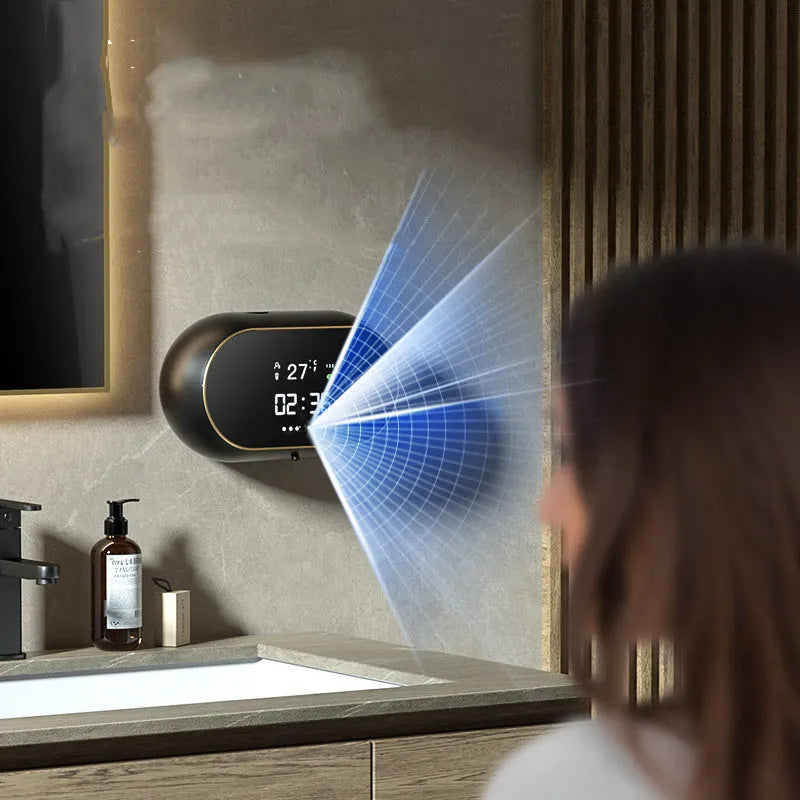 Automatic hand soap dispenser wall mounted in white with USB cable and 500ml capacity