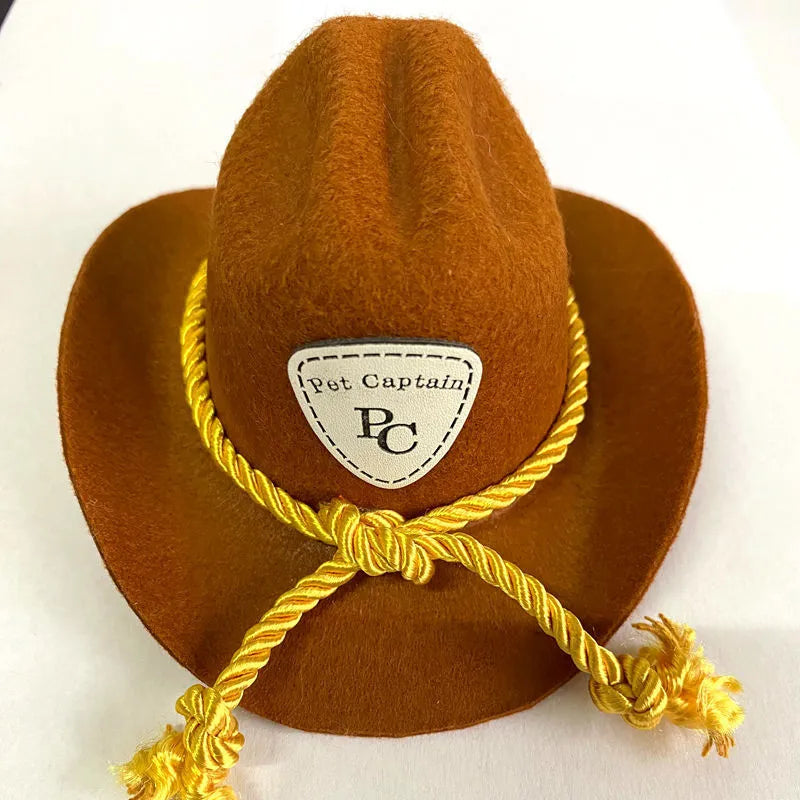 British-style cat cowboy hat with ribbon decorations in non-woven fabric