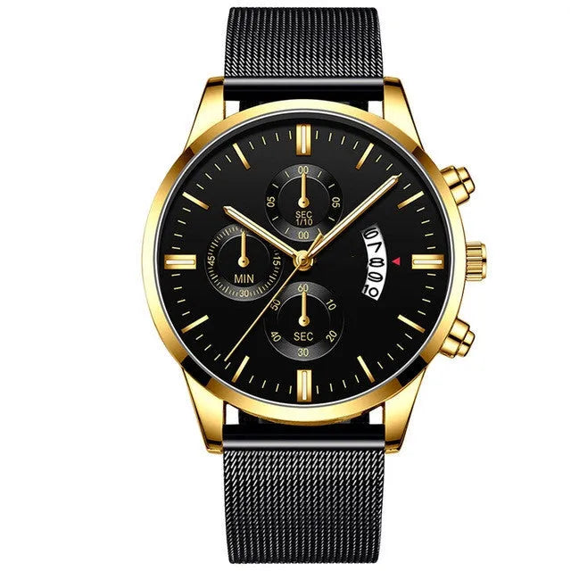 Men's stainless steel mesh band quartz watch in a choice of twenty colours with a 4.2cm case.