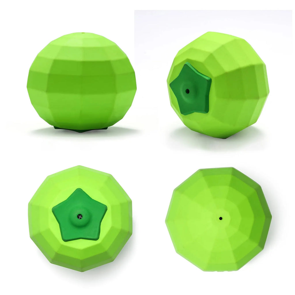 Green natural rubber squeaky dog chew toy ball for medium and large aggressive chewing breeds