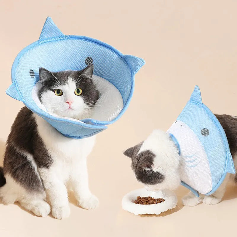 Black soft dog cone for surgery with gentle fabric edge