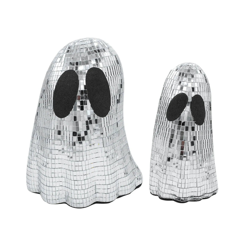 Silver Halloween ghost mosaic mirror patch decoration in two sizes for desktop display