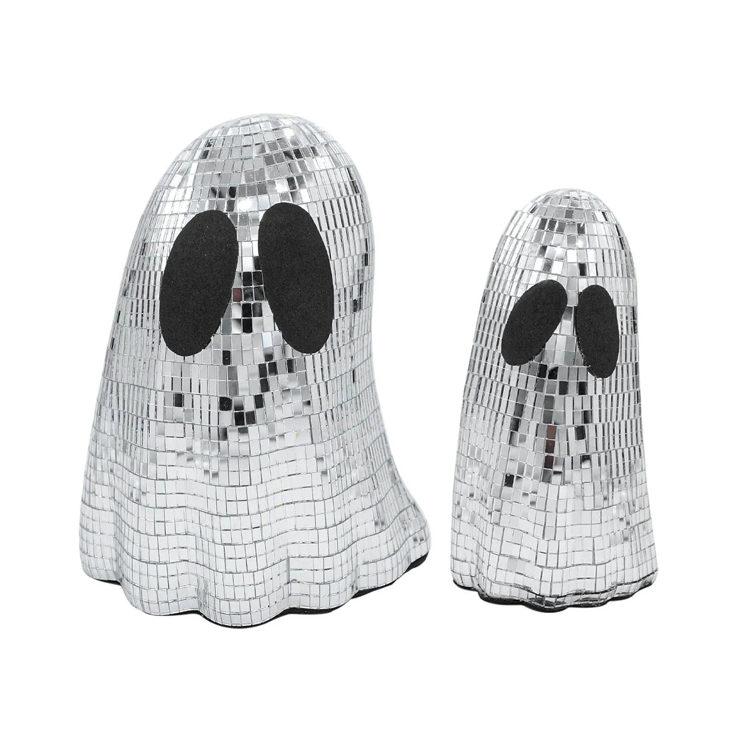 Silver Halloween ghost mosaic mirror patch decoration in two sizes for desktop display