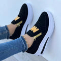 Women's large size casual sneakers with wedge heel in solid colour black side view