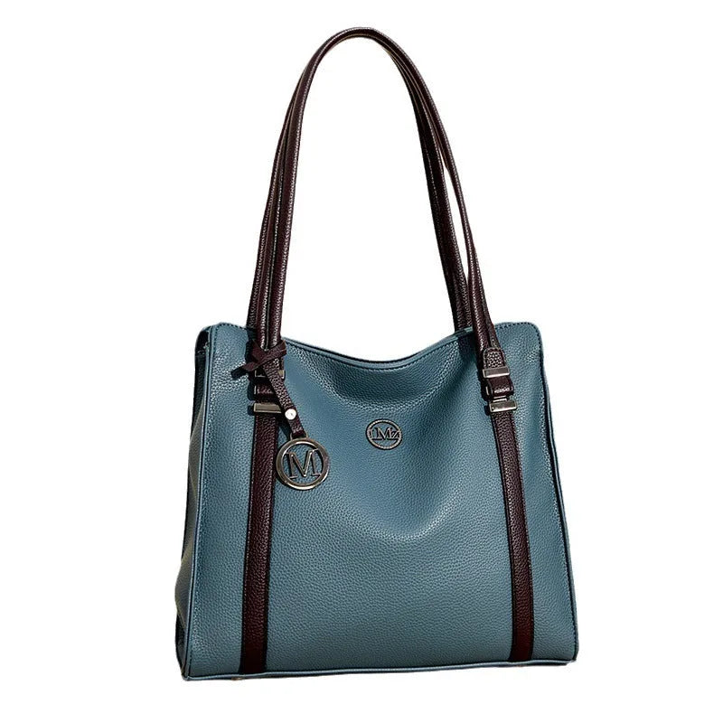 Women's genuine leather retro style crossbody bag in horizontal square shape with double straps