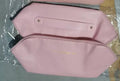 PU leather travel cosmetic bag with steel wire opening, 23.5x11x10.5cm, in rose pink.