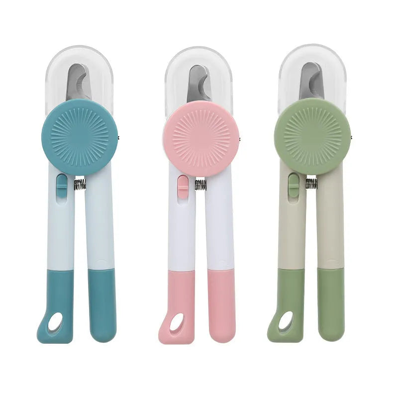Plastic pet nail clippers in pink with anti-blood position design for dogs