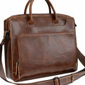 Men's genuine cowhide leather handbag coffee brown colour 38cm width 31cm height zipper closure