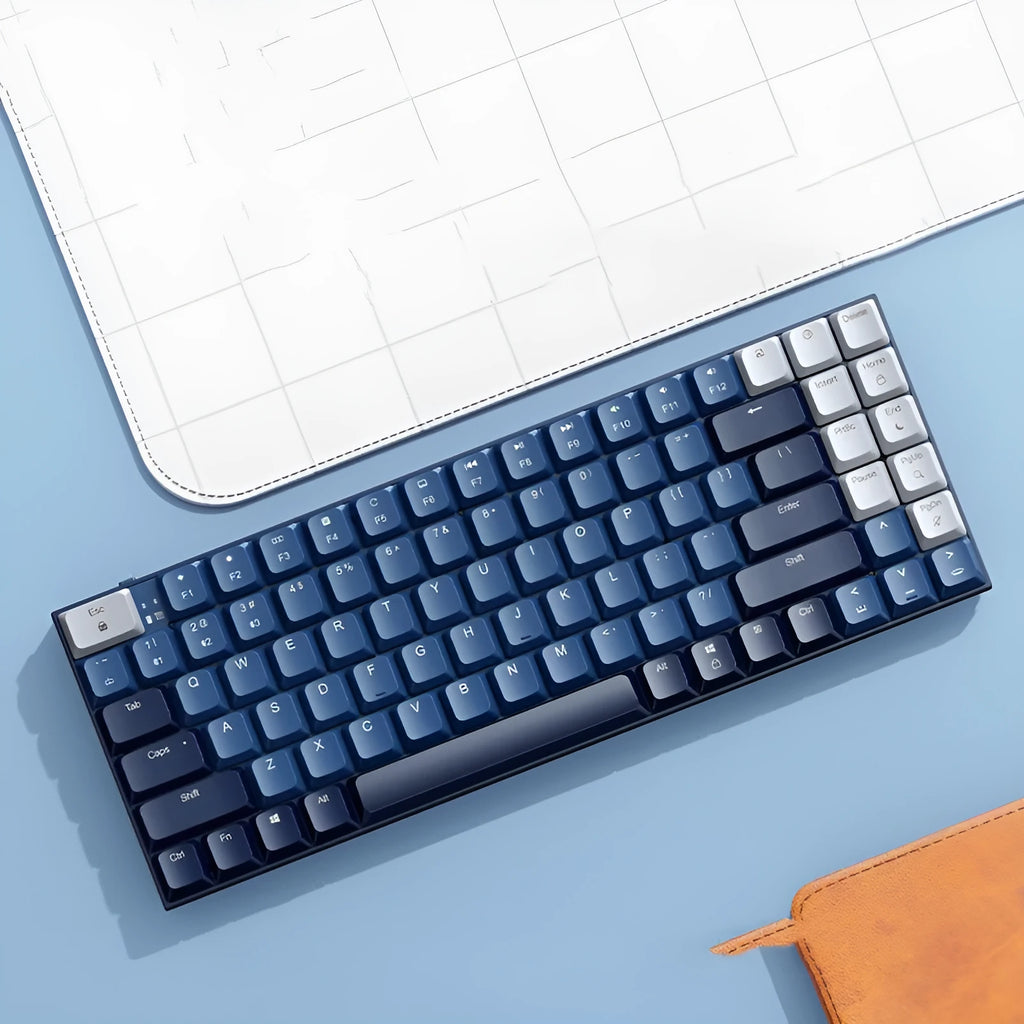 Ku102 wireless mechanical keyboard in deep sea blue with tea axis switches and monochrome backlight, USB Bluetooth Type-C