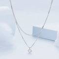 Women's silver double-layer necklace with S925 sterling silver pendant and pearl chain style