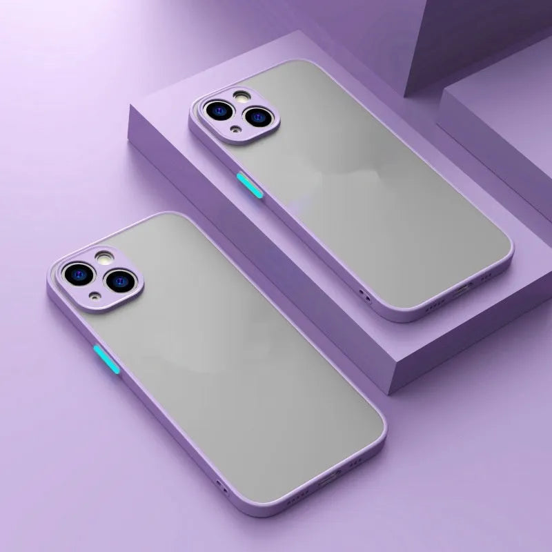 Frosted texture magnetic phone case for iPhone with MagSafe ring, shown in multiple colour options.