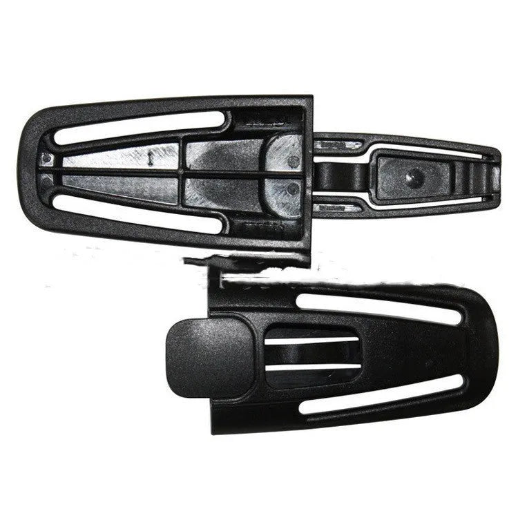 Black nylon PA66 vehicle seat belt buckle measuring 14.5 by 4 cm for child safety seats