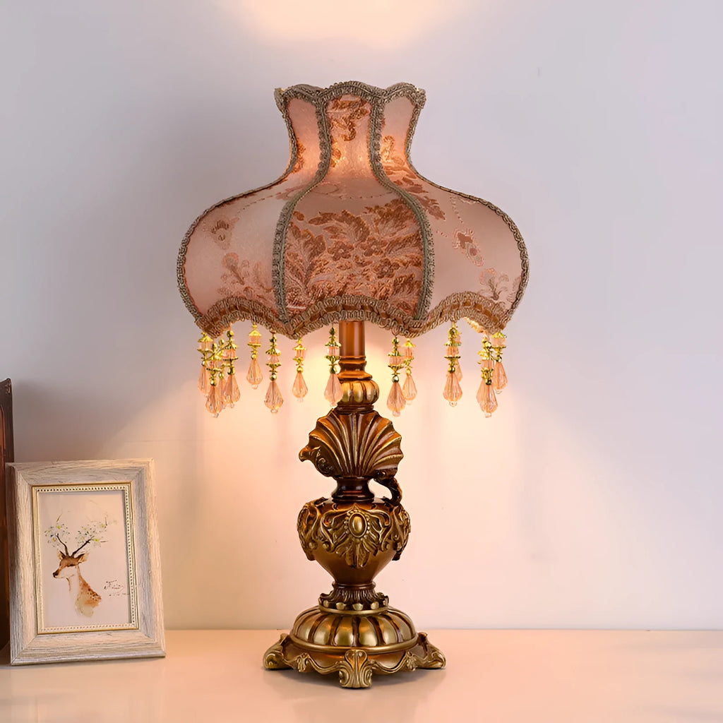 European-style light luxury retro study table lamp 55cm height button switch