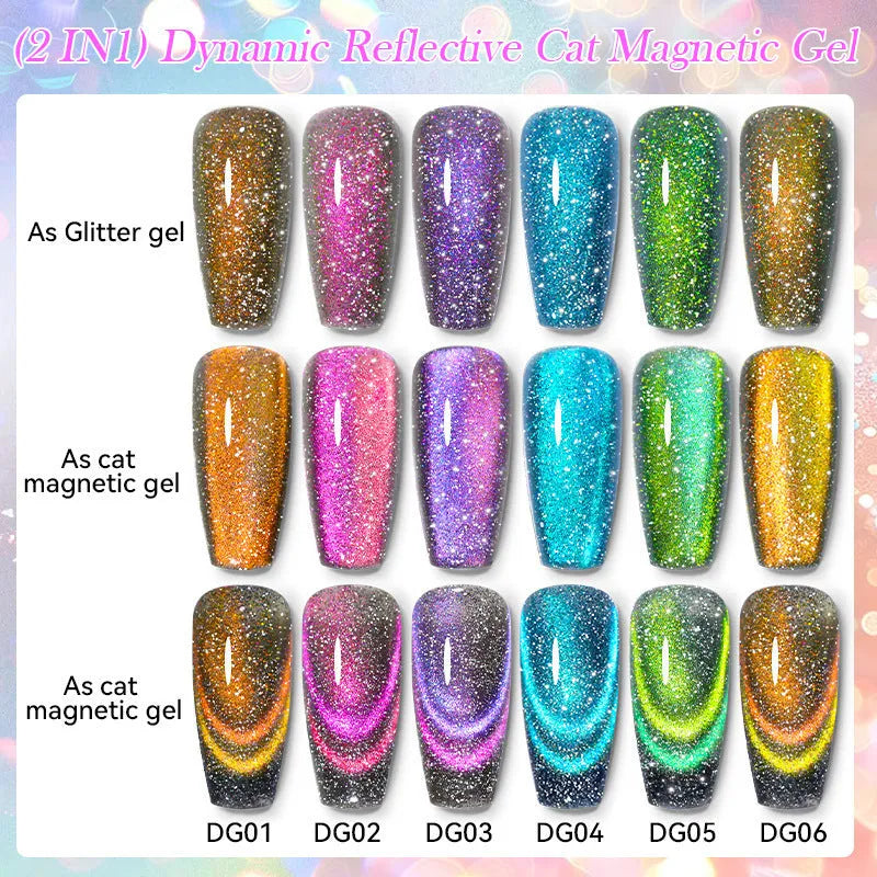 Diamond In The Debris Cat Eye Series UV Gel Polish bottle in one of six colour styles with nail glue.