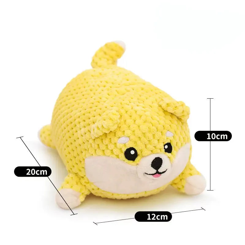 Plush dog calming toy with squeaker for puppy teething and dental care