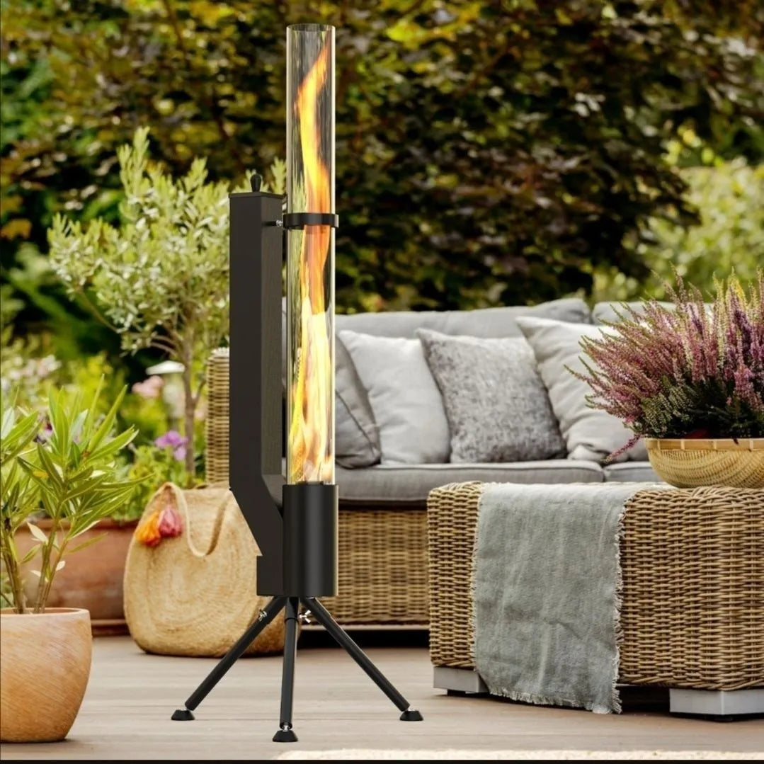 Vertical iron wood burning rocket furnace heating stove for courtyard and home use