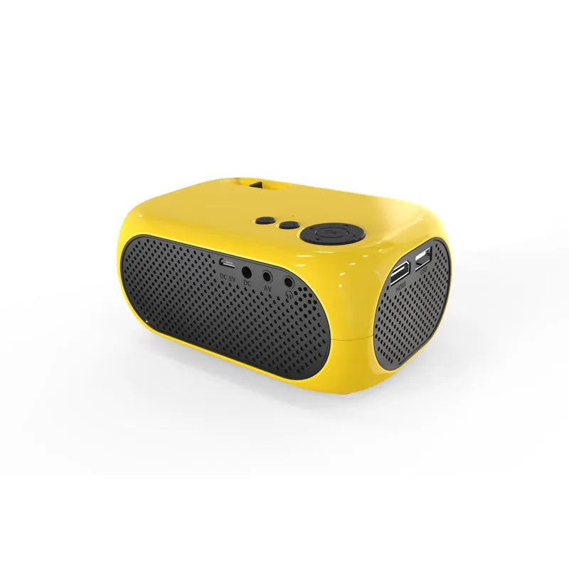 M24 Micro Mini Portable LED Projector in gold and white colours with compact dimensions
