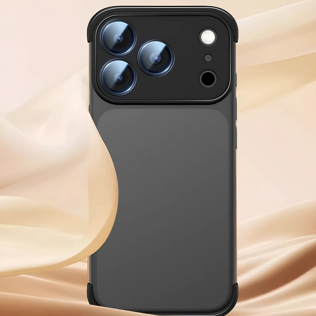 Simple shell phone case for iPhone 17 in black, orange, grey, or desert colour