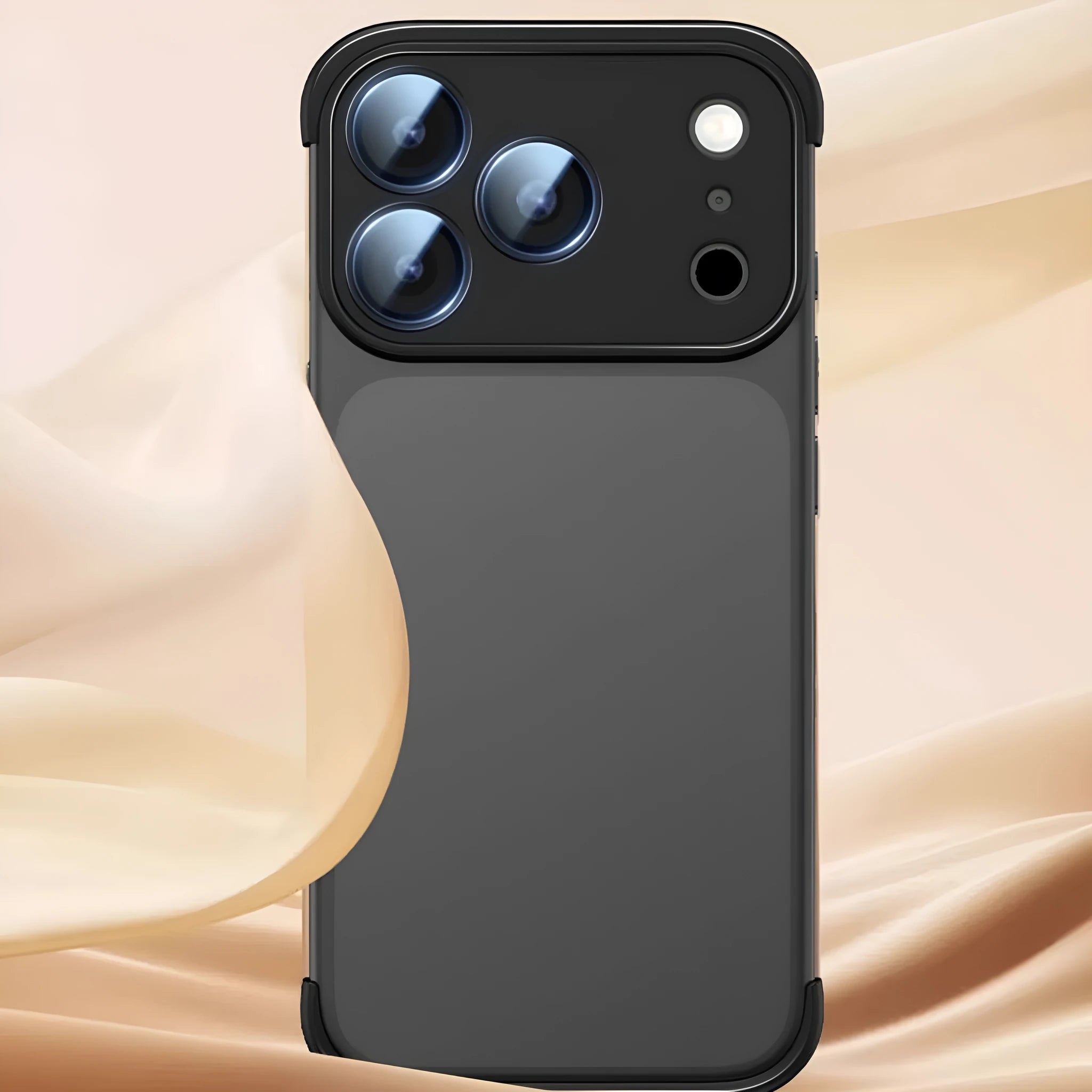 Simple shell phone case for iPhone 17 in black, orange, grey, or desert colour