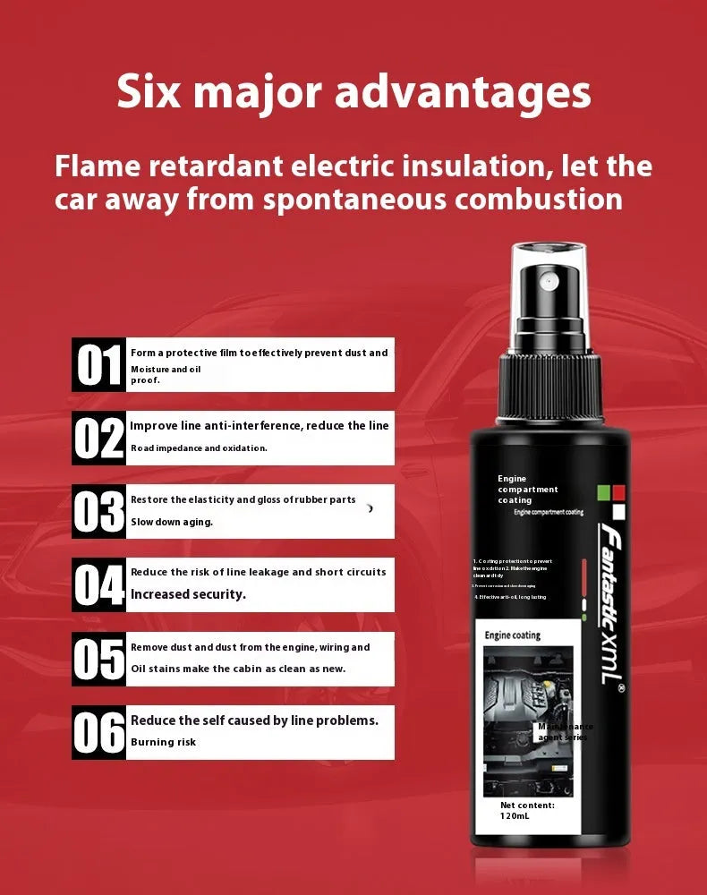 120ml car engine coating agent bottle for engine compartment protection against dust, moisture, and oil.