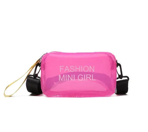 Transparent square jelly women's shoulder bag with diagonal cross design and adjustable strap