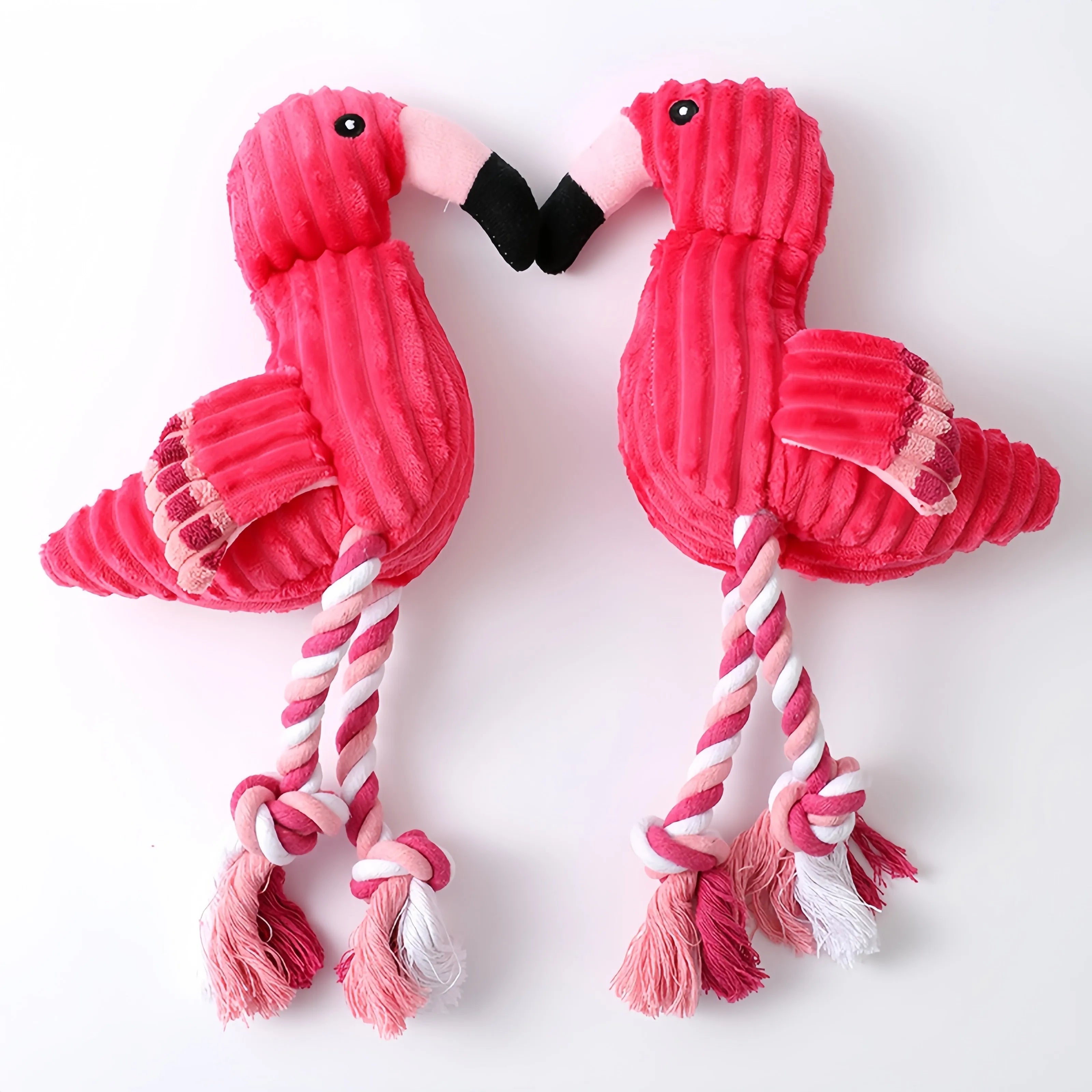 Pink corduroy animal-shaped squeaky dog toy for small and large breeds
