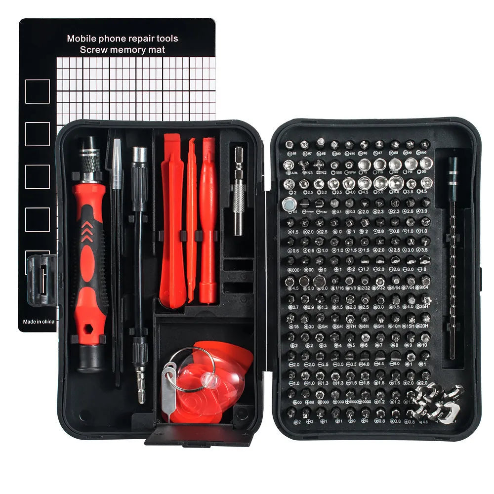 170-in-1 CRV steel insulated screwdriver set with 4mm cutter head and 28mm cutter bar in black and blue