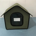 Outdoor waterproof chemical fibre dog kennel in army green with optional door curtain