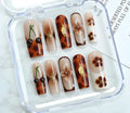 Handmade nail art painting kit with heavy industry love design, jelly glue, applicator strip, and nail patches.